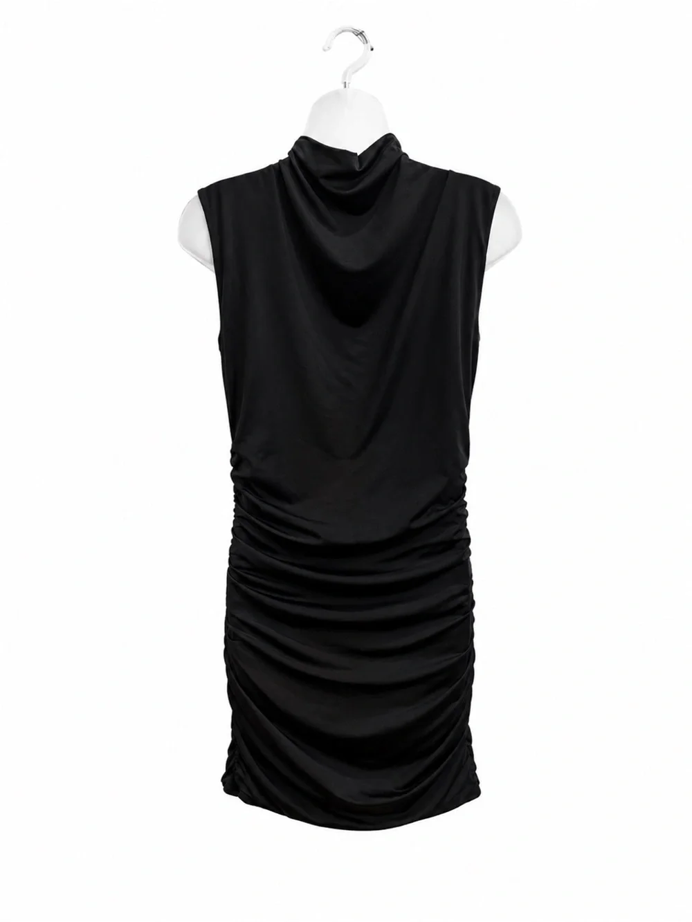Aqua Black Sleeveless Ruched Mock-Neck Mini Dress - Picture 2 of 3